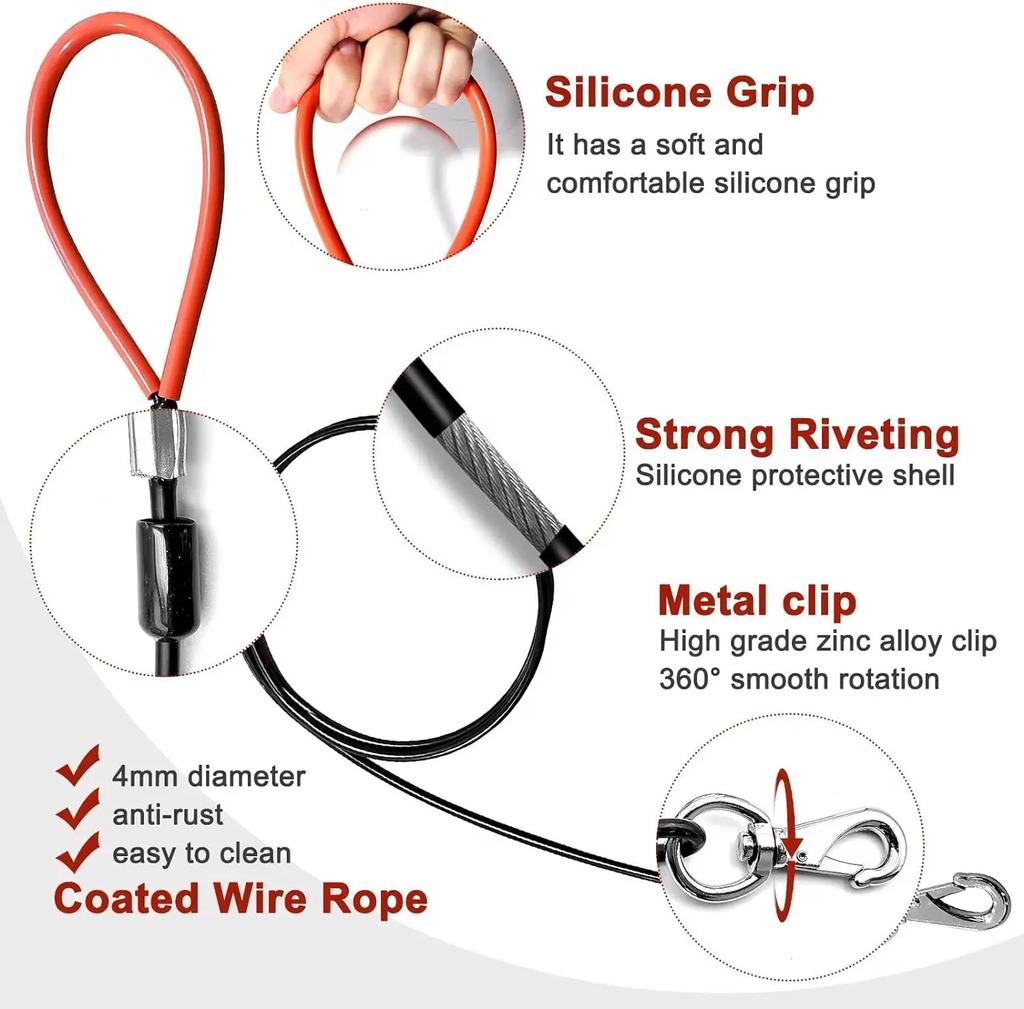 Waterproof Dog Leash for Training, Long PVC Pet Leashes, Chew Proof Lead for Training Beach Yard, Camping and Outdoors