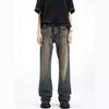Jeans men's autumn American retro washed tide brand high street vibe pants ruffian handsome loose straight casual trousers