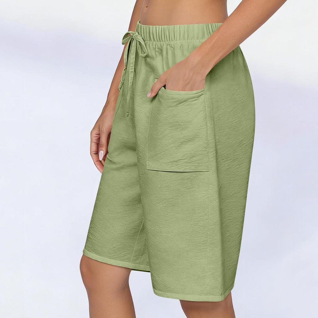 Women's Casual Loose Fit Shorts with Pockets Elastic Waistband Drawstring Solid Color Comfortable Lightweight Summer Bottoms