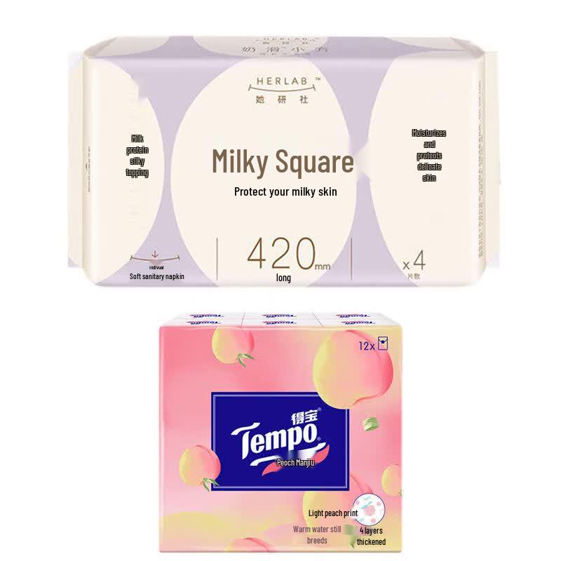 Her Research Lab Milk Smooth Night Sanitary Napkins with Tempo Mini Tissues