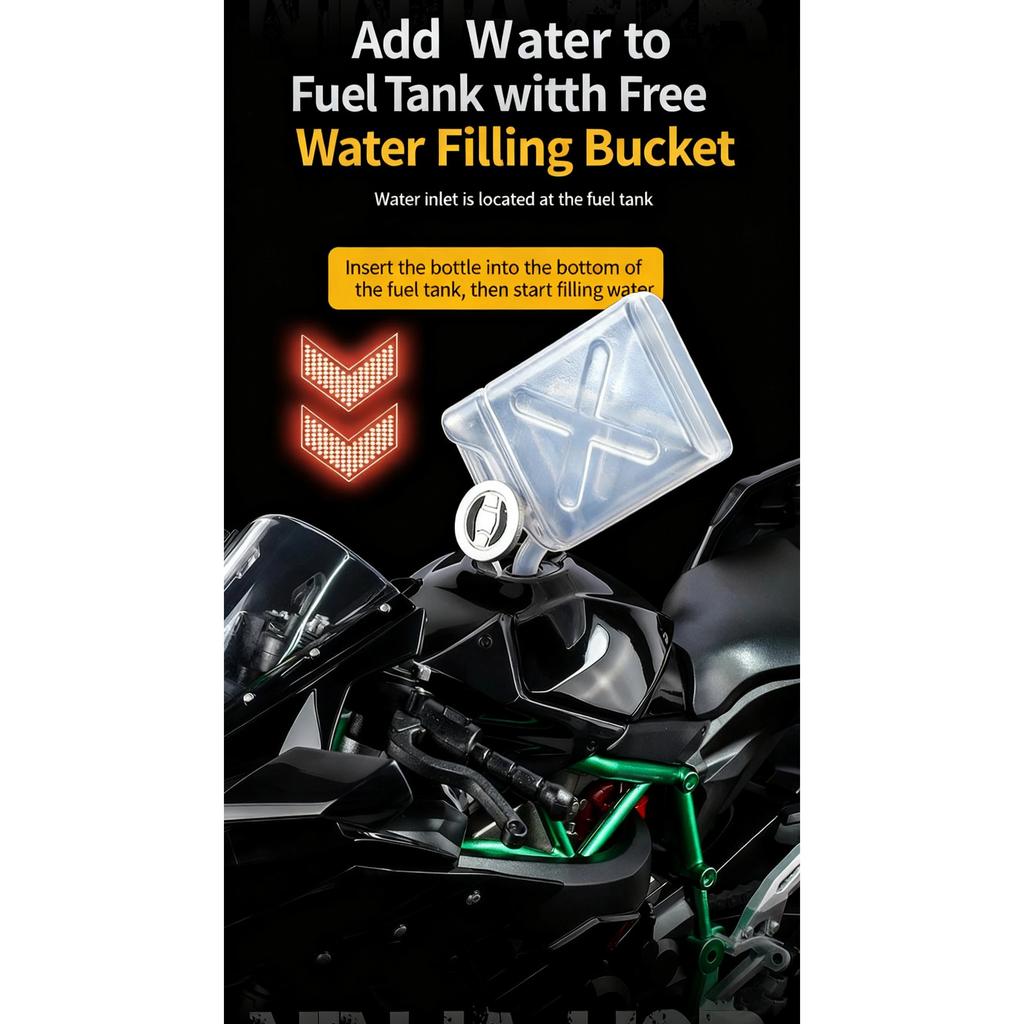 1/9 Kawasaki Ninja H2R with Spray Alloy Motorcycle Model Toy Vehicle Collection Sound and Light Off Road Autocycle Toys Car