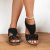 Plus-size Summer Retro Casual Shoes Flower-shaped Wedge Heels Women's Beach Sandals