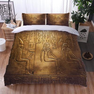 Einzelbett-Set 3D Altes Ägyptisches Muster Kinderdesign Bettwäschesets Einzel- Doppelbett Bettbezug-Set und 2 Stück Kissenbezug