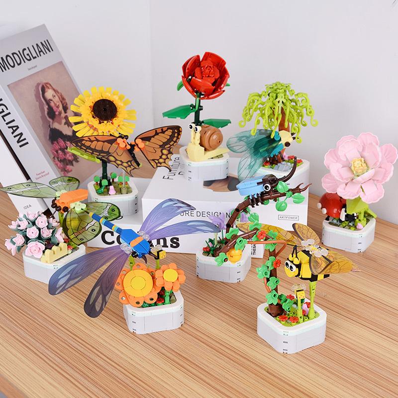 Kids Toy Building Block Flower Model Eternal Bouquet Creative Home Desk Plant Decoration Educational Toys For Kids Birthday Gift