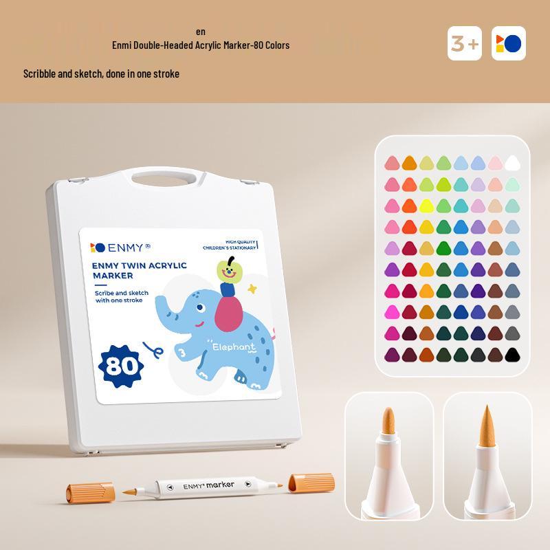 Enmi Double-Headed Washable Acrylic Marker for Students - Soft & Hard Tips
