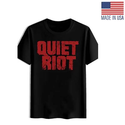T-shirt Grafica da Uomo "Quiet Riot" - Nera con Scritta Rossa Usurata, Casual