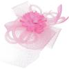 TEHAUX Fascinator Headband with Mesh Flower and Plume, Pink Cocktail Tea Party Hat for Women, Wedding Special Occasion Accessory