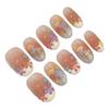 Blush Short Fake Nails with Flower Printed No Bad Smell Environmentally Friendly for Shopping Traveling Dating