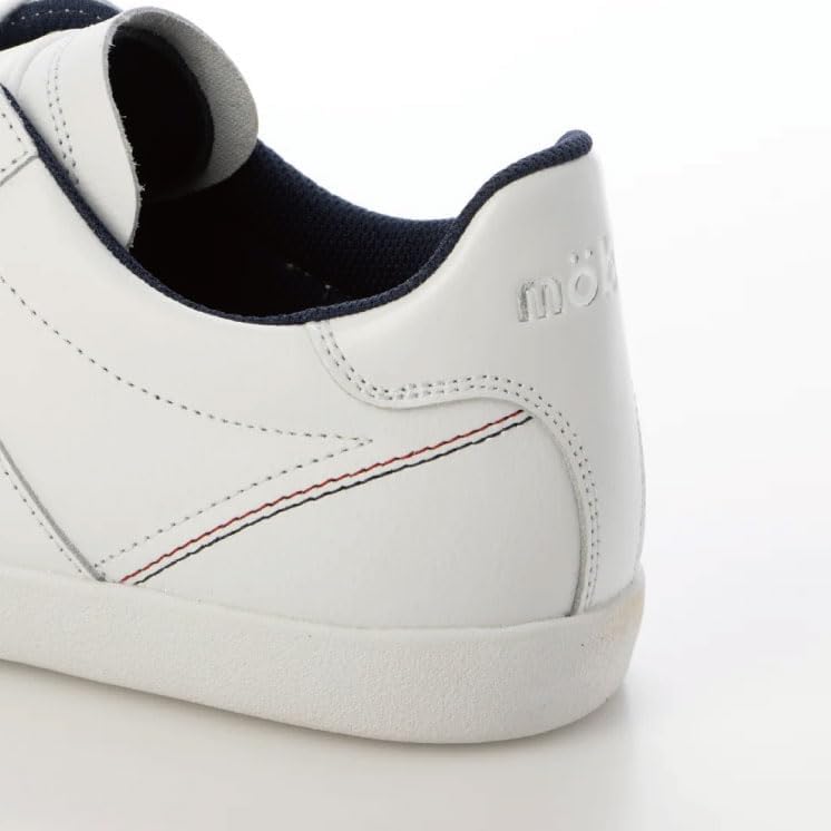 Mobus Men's Leather Sneakers, Genuine Leather, Sports, Casual, Walking Shoes, Current Model HESEL (White/Navy, Measurement 26 Points, 0 Centimeters)