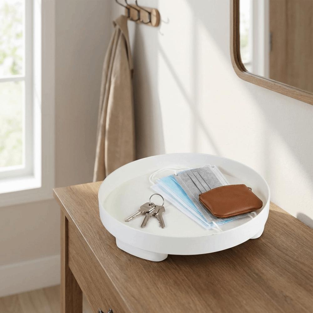 Nordic Style Round Storage Tray Minimalist Plastic Desktop Sundries Organizer Multi-purpose INS Jewelry Display Tray Bathroom