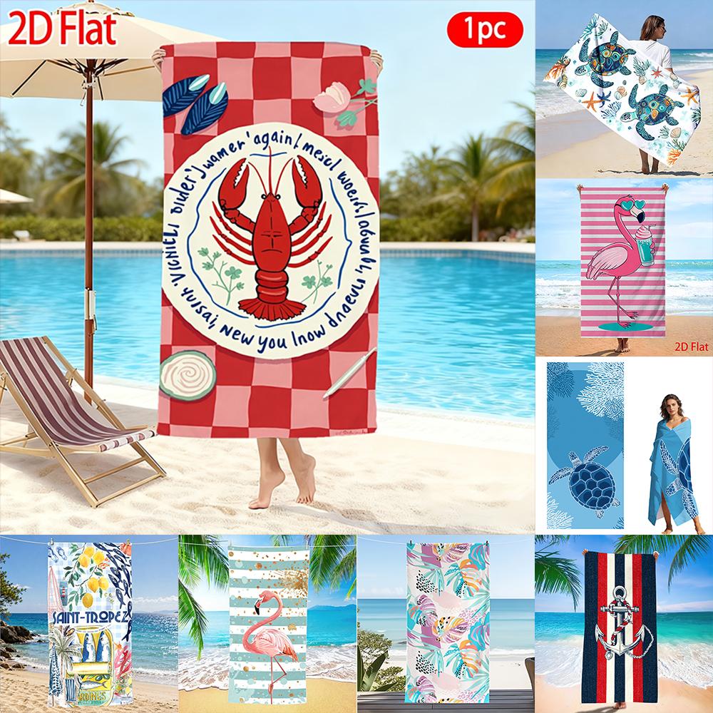 1pc Assorted Summer Themed 2D Flat Beach Towels Perfect choice for beach vacation party gifts