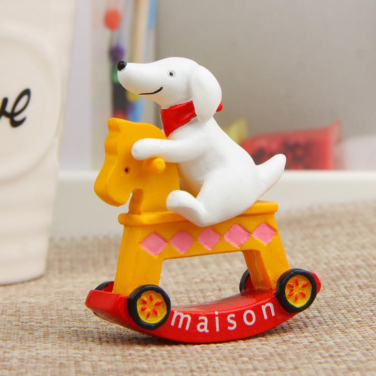 A Puppy Riding A Wooden Horse Resin Ornaments For Daily Garden Decor Gift And