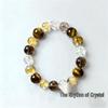 Golden Brown Luster: Yellow Tiger Eye & Smoky Quartz Bracelet - Elegant Crystal Gift for Her