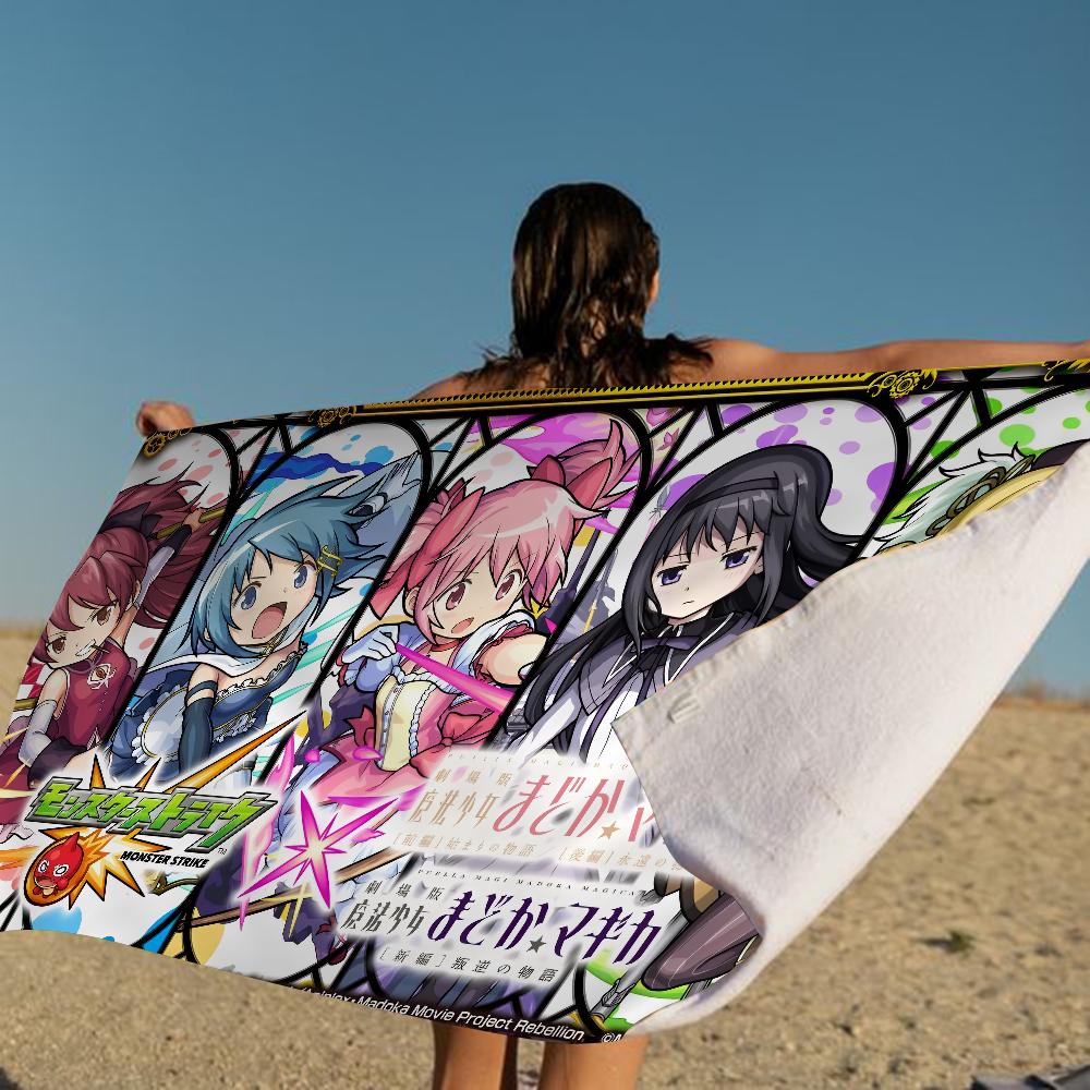 Anime Puella Magi Madoka Magica Beach Towel Cartoon Cute Summer Kids Large Bath Pool Beach Towel Microfiber Absorbent