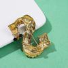 Letter Shaped Brooch Scarf Clothes Decorative Brooch Breast Pin Pearl Rhinestone Badge Jewelry A