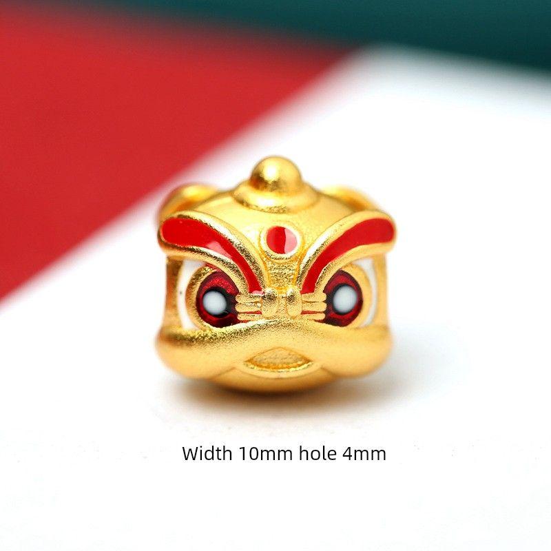 

DIY Chinese Color Burnt Blue Auspicious Beast Lion Dance Alluvial Gold Spacer Beads Xiao Rui Beast Lion Dance