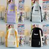 Nylon Backpack For Teens With Colorful Splicing And Letter Print For Daily Use