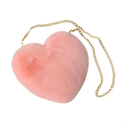Heart Shape Satchel Artificial Fur Crossbody Bag for Travel Date Party Daily Use
