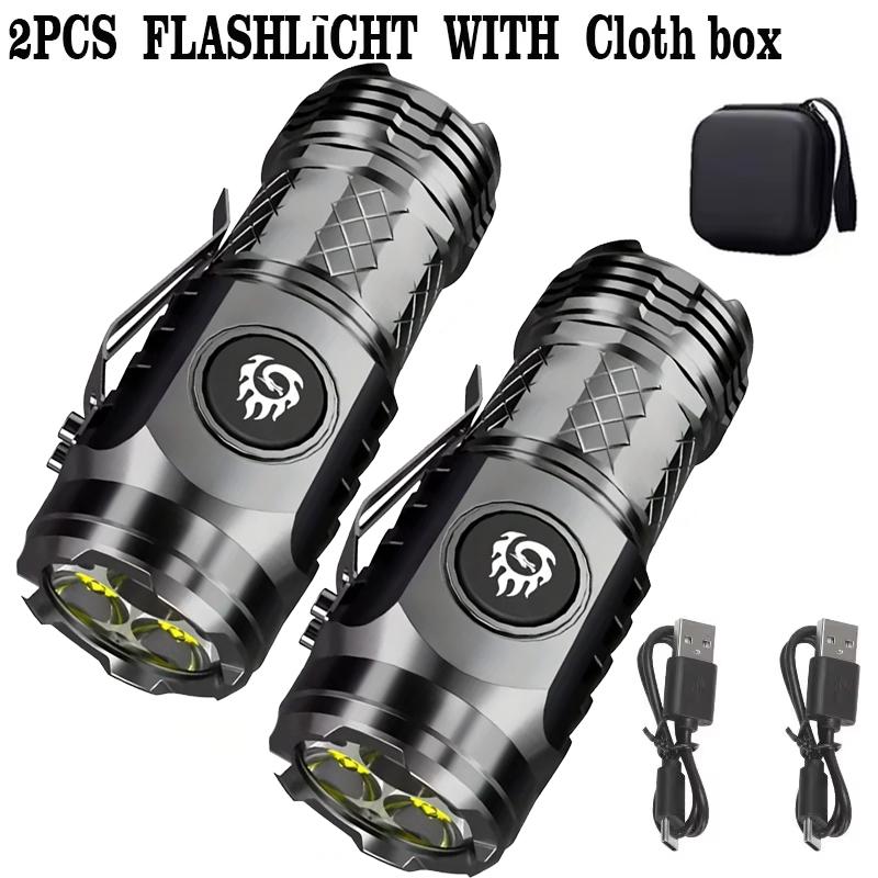 Super Bright MINI LED Flashlight USB Rechargeable Fishing Lantern Torch Powerful 3 Lighting Mode Outdoors Emergency Camping Lamp