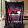 Couverture en Flanelle Personnalisée avec Nom et Texte AZ Alkmaar Logo de Football Couverture Polaire Personnalisée Cadeau Spécial pour Canapé Chambre Maison