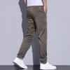 Summer Thin Men Straight Casual Men's Pants Slim Stretch Elastic Waist Male Trousers Solid Color Brand Clothing Coffee