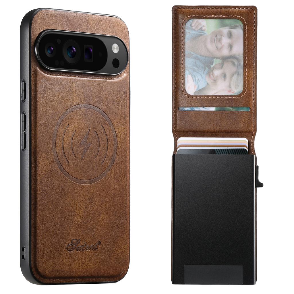 Kabelloses Lade-Lederetui für Google Pixel 11 Pro XL Pixel10 9 8 7 6 8A 7A 6A Abnehmbares Portemonnaie Kartenhalter Magnetische Abdeckung