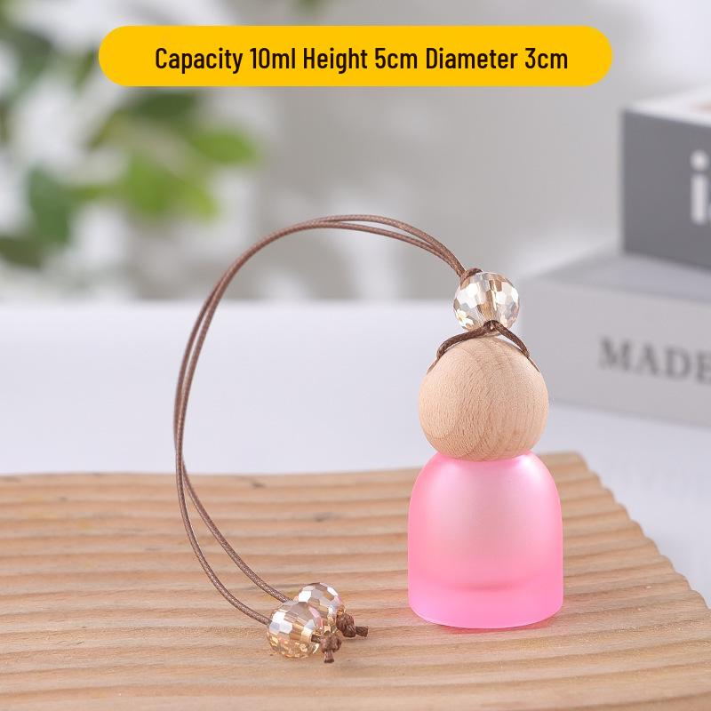 Frosted Glass Car Diffuser Bottle with Lanyard for Essential Oils - Refillable and Ideal for Home or Wardrobe Decor.