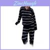 Halfside Pajama Set For Women With Stripes Winter Sleepwear And Home Comfort
