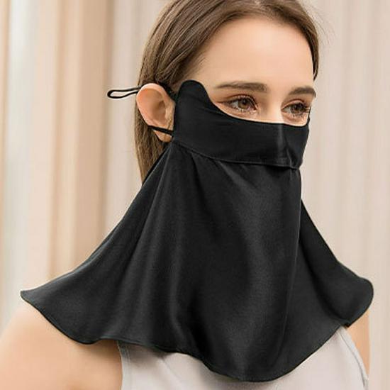 Mulberry Silk Facekini: Full Face & Neck UV and Smoke Protection Mask for Women