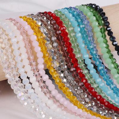 4mm Faceted Round Glass Beads, Handmade DIY Crystal Plated Colored Beads for Jewelry Accessories
