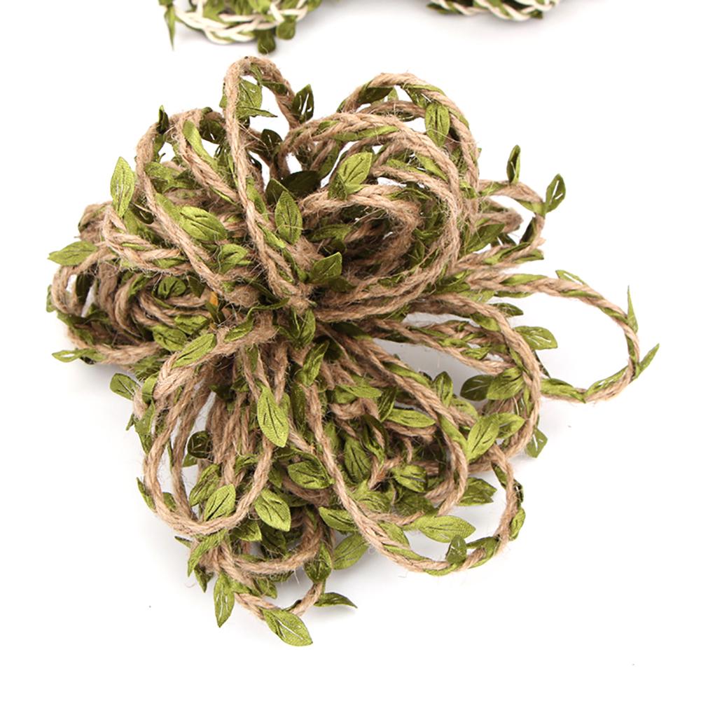 10m Cloth Hemp Rope Artificial Green Leaves Rattan DIY Craft Decorative Ribbon Christmas Ornament