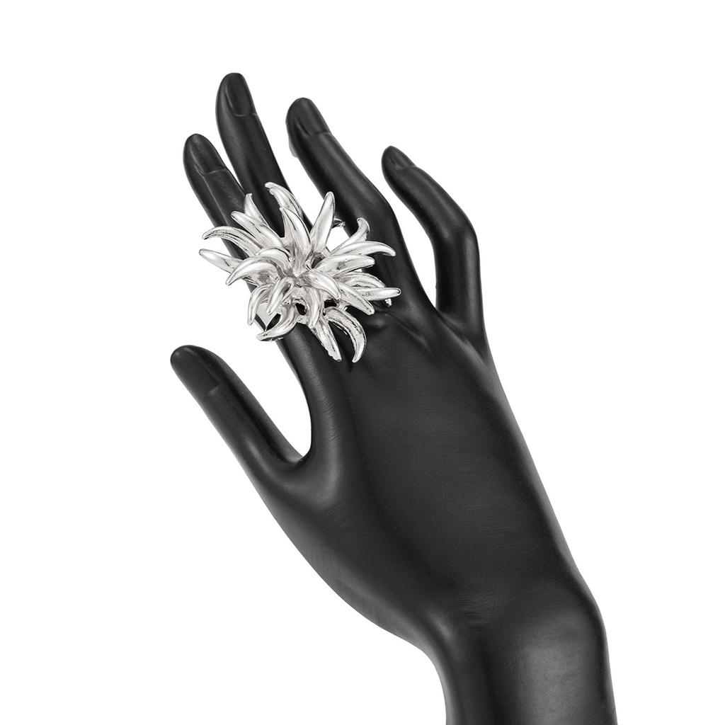 Exaggerated Metal Firework Flower Shaped Brooches Rings for Women Personality Minimalist Unique Party Jewelry