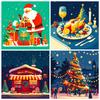12 Christmas Day Theme Material Paper Cards, Ventilated Graffiti Cutting Diy Decorative Material Paper