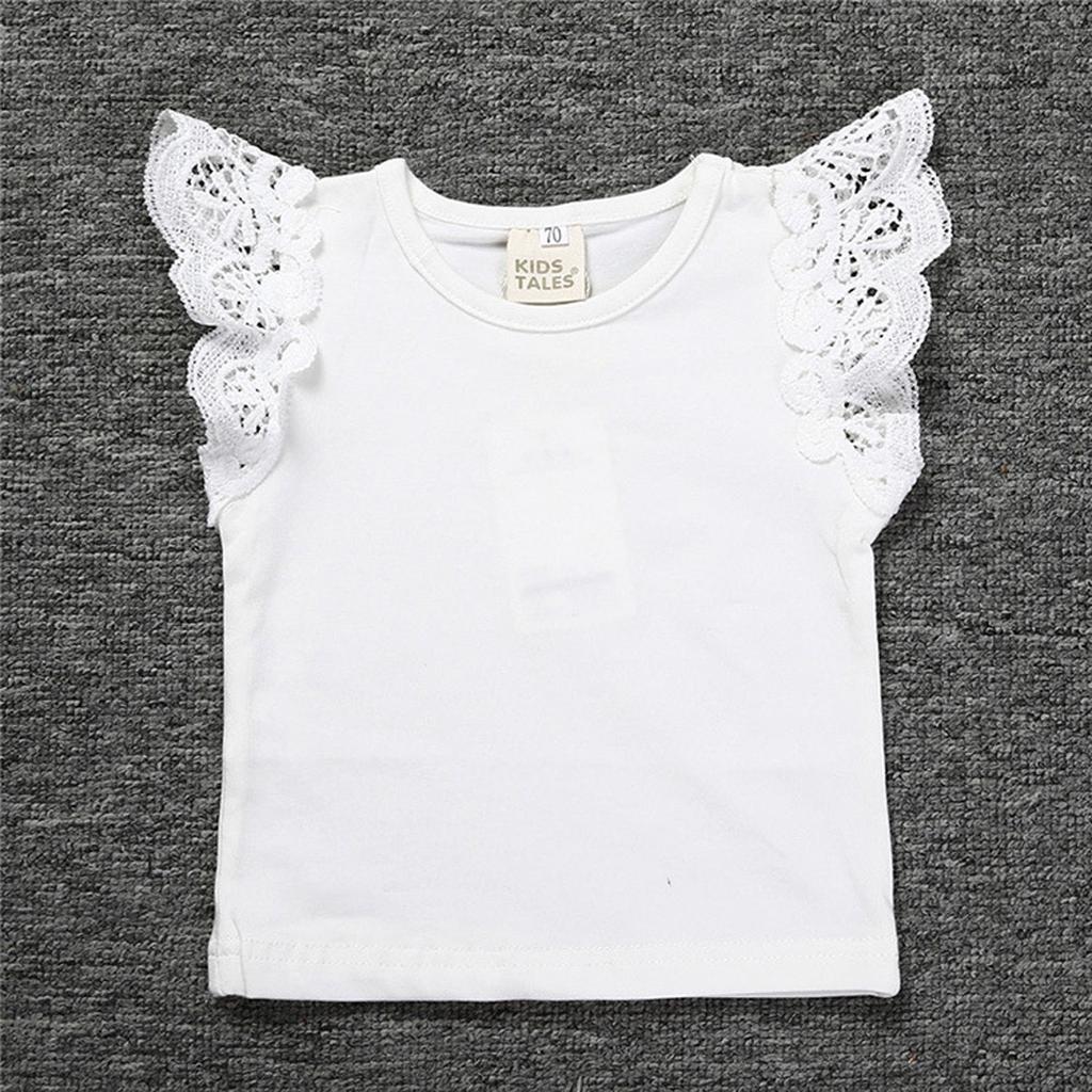 Kid Girls Baby Lace Candy Color Fly Sleeve Vest