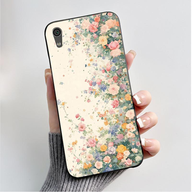 Hülle Für Sony Xperia XA1 Rückseite G3121 G3112 G3125 G3116 G3123 Luxus Mode Schmetterling Blume Schwarzes Silikon Weiche Handyhülle