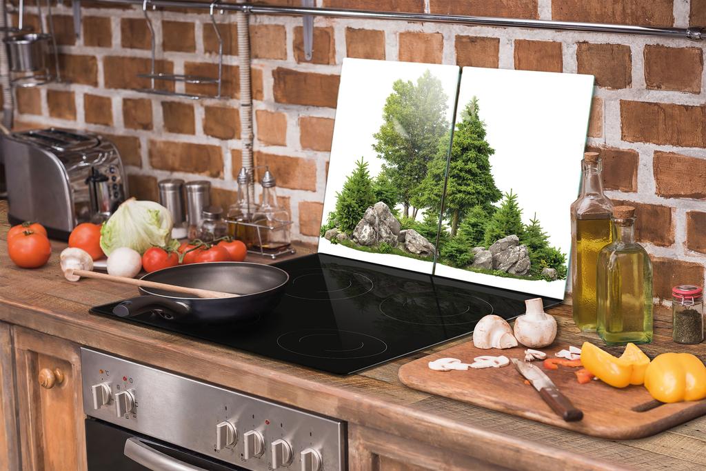 GLAS-SCHUTZPLATTE FÜR DIE KÜCHE 2x35x52 BÄUME