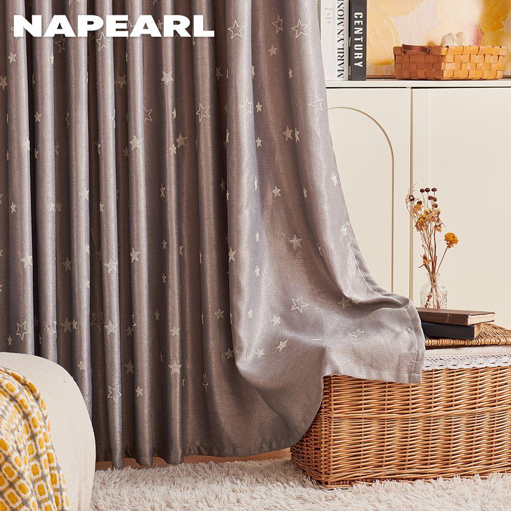 1PC NAPEARL 80% Blackout Curtain Star Pattern Thermal Insulated Curtains for Bedroom Living Room Balcony Window for Home Decor