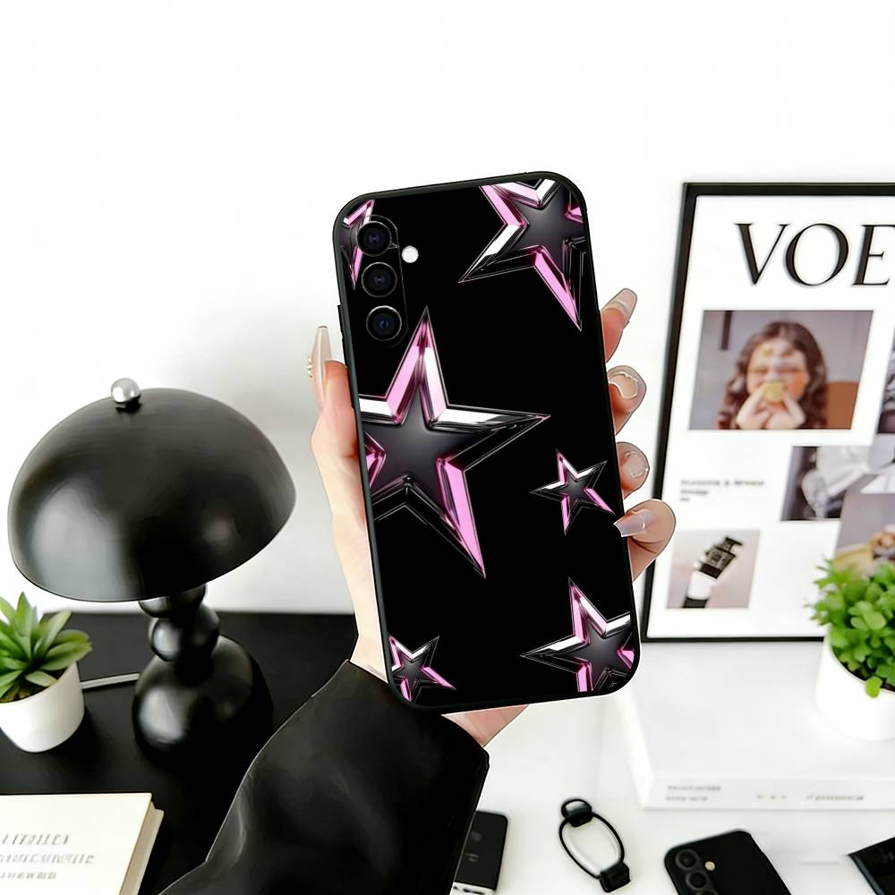 Y-y2K Star Aesthetic Phone Case Black Silicone Soft For Samsung Galaxy A73,A72,A71,A70,A53,A52,A51