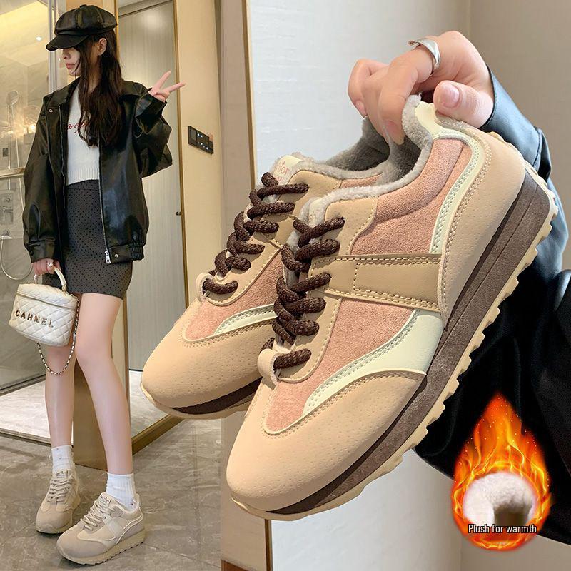 

Женские утепленные флисом нескользящие зимние тренировочные кроссовки - Спортивная обувь для похудения и универсальная 35