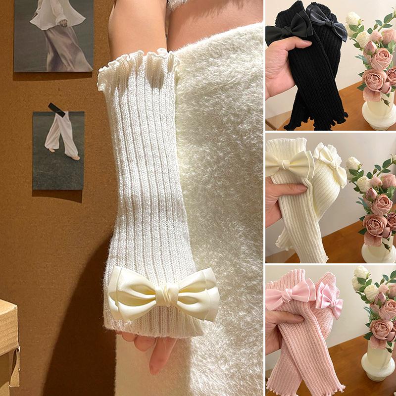 

Женские готические галстуки-бабочки, длинные перчатки, теплые вязаные перчатки без пальцев Y2k, благоприятные для кожи