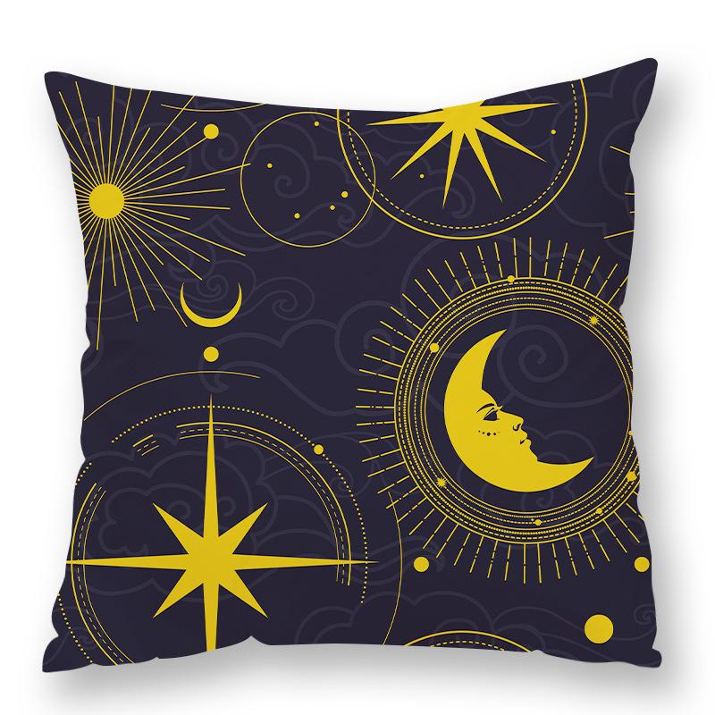 Abstract Star Moon Plush Pillow Cover Constellation Compass Totem Yoga Digital Printed Backrest Set Premium Durable