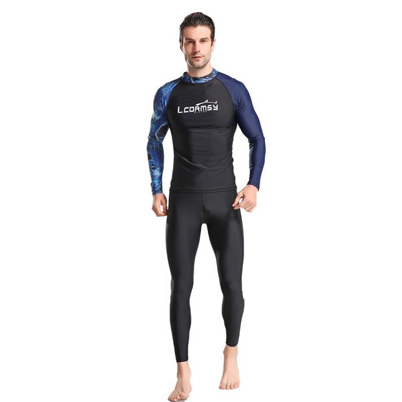 Mens Quick-Dry Rash Guard Long Sleeve UV Protection Diving Suit Surfing Snorkeling Water Sports
