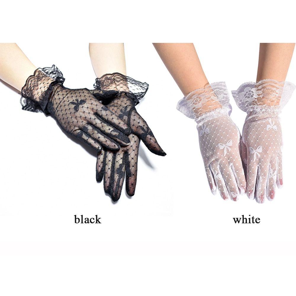 Wedding Party Summer Lace Fabric Sunscreen Gloves Bridal Gloves Mittens Jacquard Gloves
