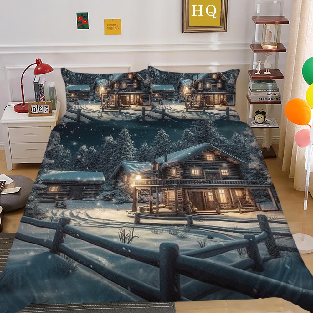 Christmas Printed Bedspreads Twin Size Microfiber Bedding Cover Teens Luxury Design Fashion Duvet Cover Set