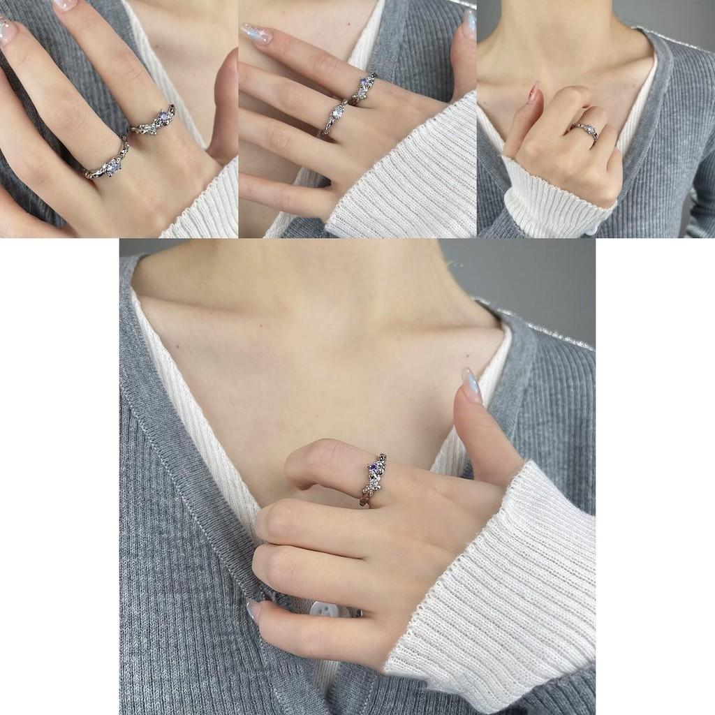 Zircon Purple Fashionable Open Ring With Adjustable Copper Construction For Style Womens