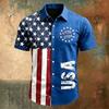Men's Short Sleeve Collared Casual Shirt with USA Letter Print and Independence Day Theme Button Down Design for Spring Summer