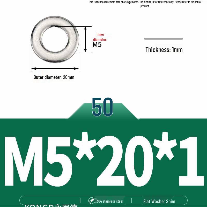304 Stainless Steel Thickened Flat Washer / Ultra-thin Metal Gasket, Sizes M1.6-M10