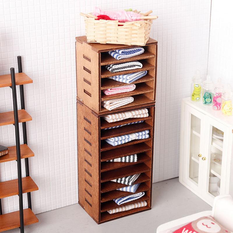 1:12 Puppenhaus Miniatur Simulation Stoffschrank Aufbewahrungsschrank Möbel Hausmodell Dekor Spielzeug Puppenhaus Zubehör