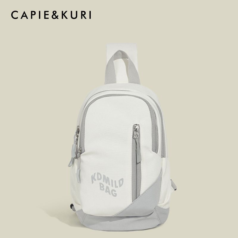 

Capie & Kuri Японский стиль Харадзюку Спортивная нагрудная сумка кросс-боди для студентов, мужчин и женщин, сумка на плечо для велоспорта, многофункциональный маленький рюкзак White Gray