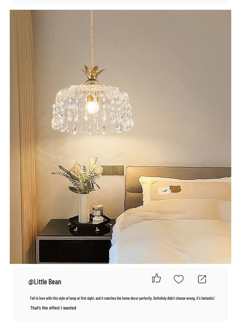 Vintage French Crystal Pendant Light for Entrance, Hallway, Balcony, Bedside, and Bar